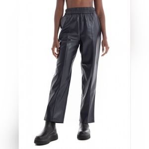 NWT! Scotch & Soda 'Estelle' Faux Leather Joggers in Midnight Navy/Black, Size L